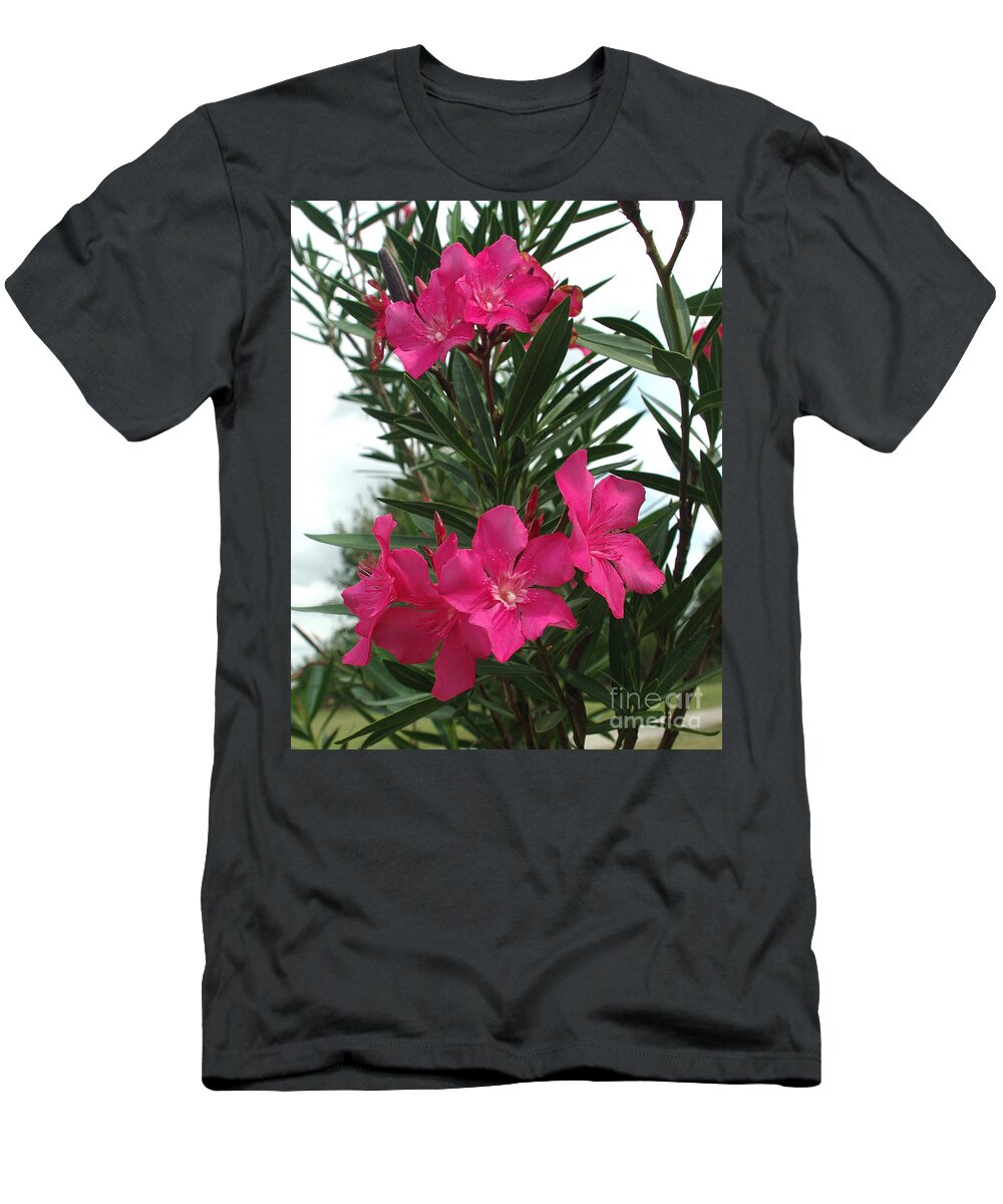 Pink Oleander T-Shirt featuring the photograph Pink Oleander in Full bloom by Peter Piatt