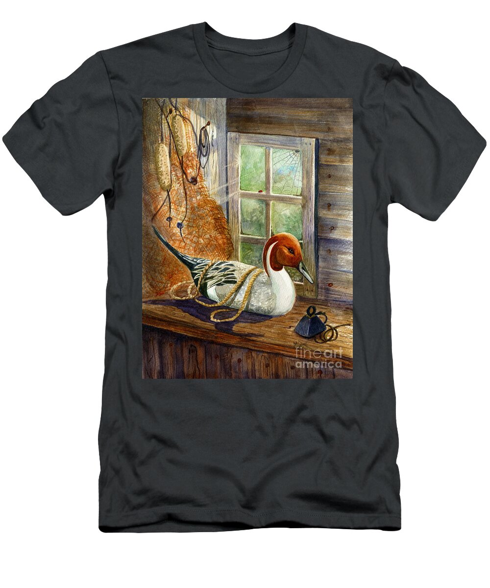 Duck Decoys T-Shirt featuring the painting Pintail Duck Decoy by Marilyn Smith