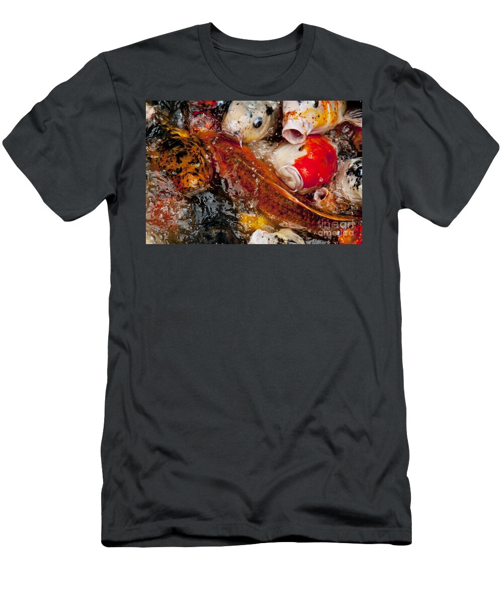 Koi T-Shirt featuring the photograph Please Feed Us by Wilma Birdwell