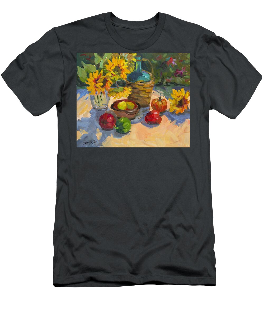Sunflowers T-Shirt featuring the painting Plein Air Sunflowers by Diane McClary