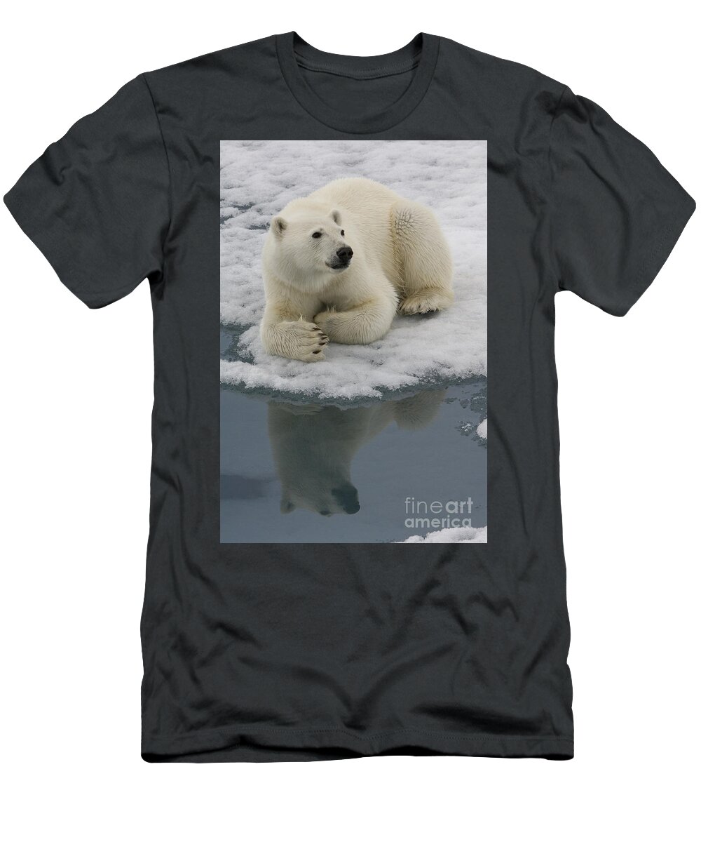 Polar Bear T-Shirt featuring the photograph Polar Bear Resting On Ice by John Shaw