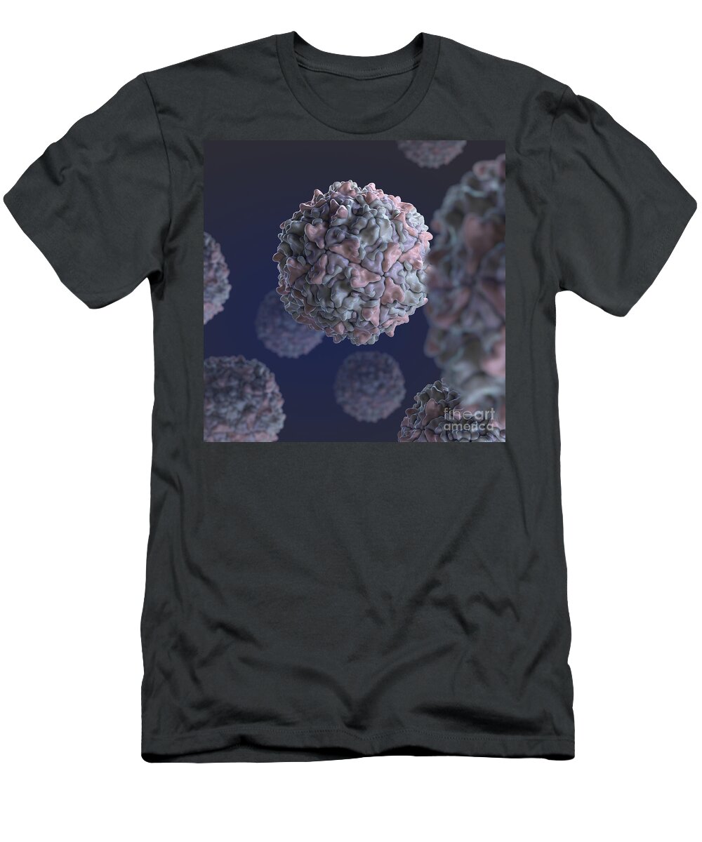 3d Visualisation T-Shirt featuring the photograph Poliovirus by Science Picture Co