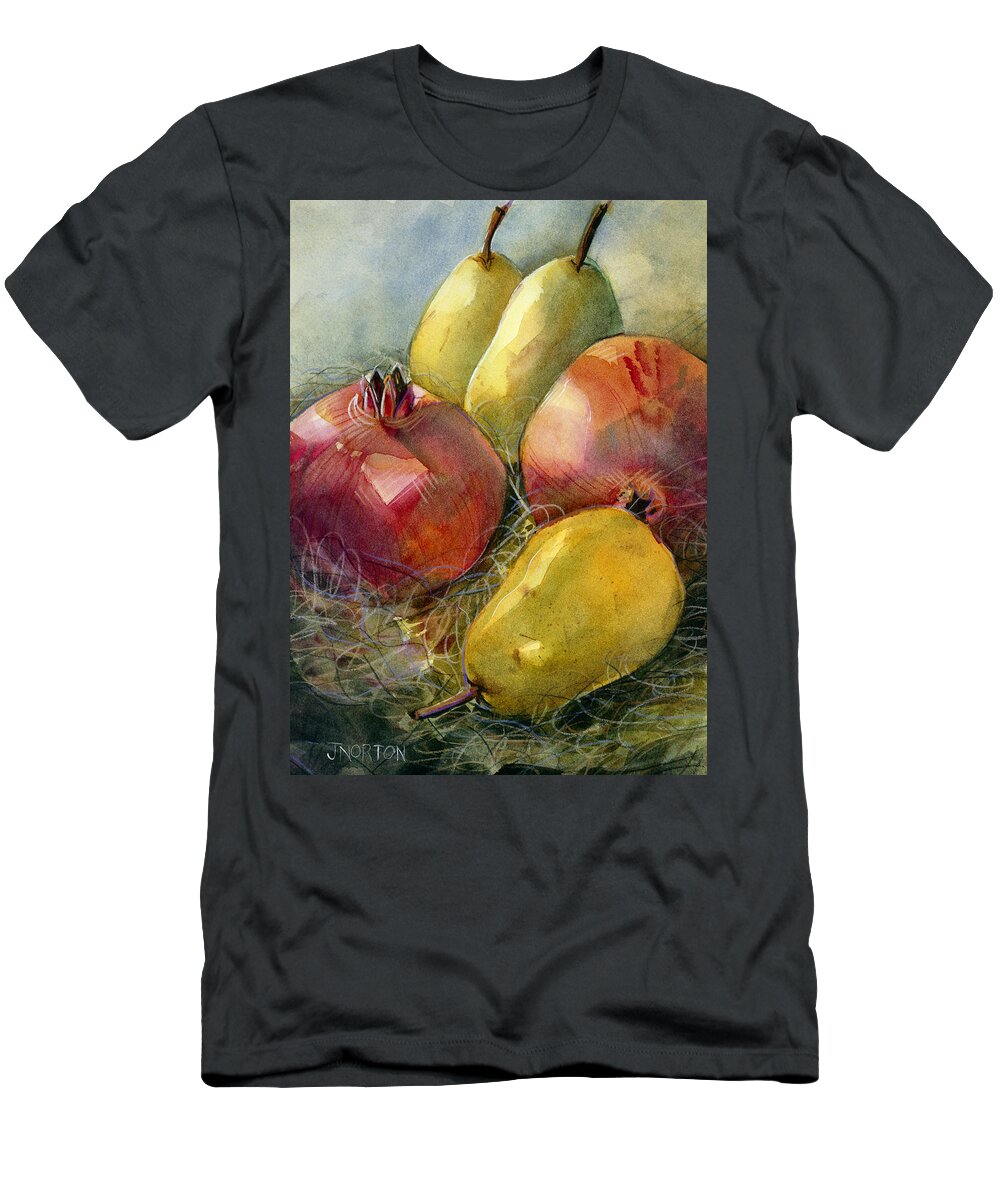 Jen Norton T-Shirt featuring the painting Pomegranates and Pears by Jen Norton