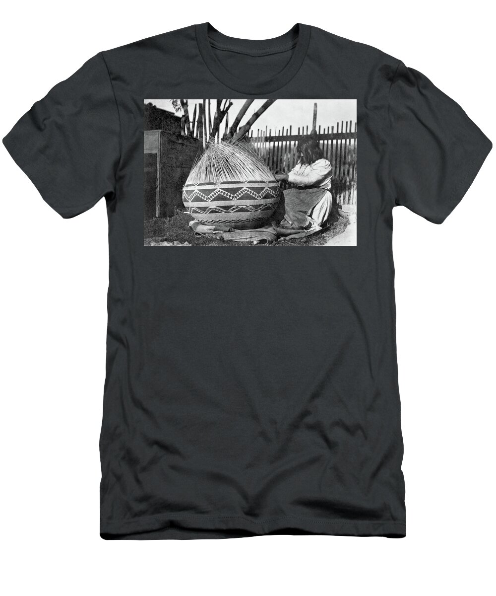 1890 T-Shirt featuring the photograph Pomo Basket Weaver, C1900 by Granger
