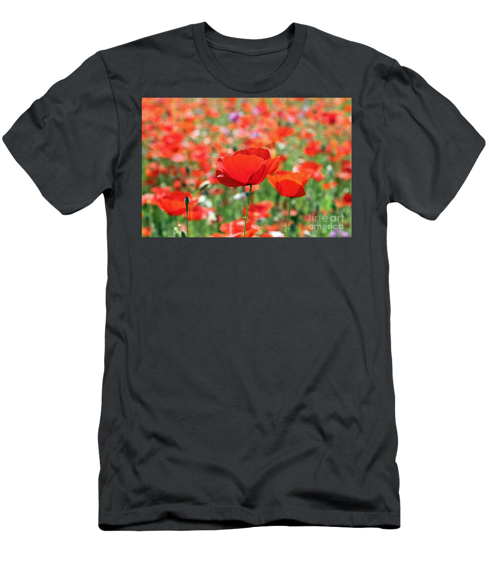 Poppy Poppies Field T-Shirt featuring the photograph Poppies by Julia Gavin