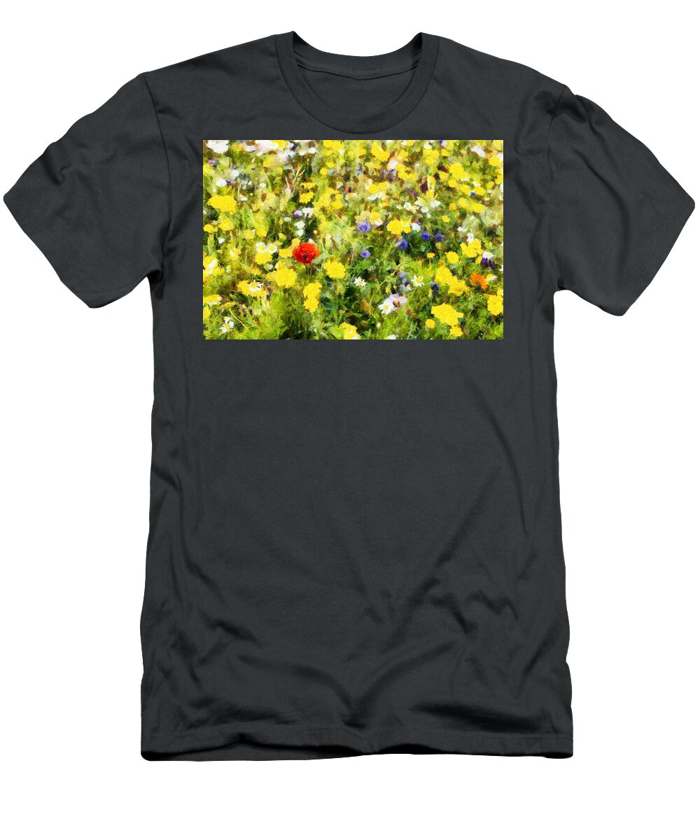 Poppy T-Shirt featuring the photograph Poppy in wildflowers by Nigel R Bell