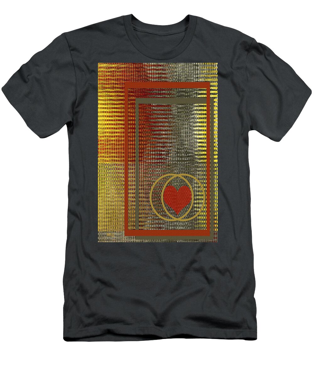 Geometric Abstract T-Shirt featuring the digital art Portrait Of A Heart by Ben and Raisa Gertsberg