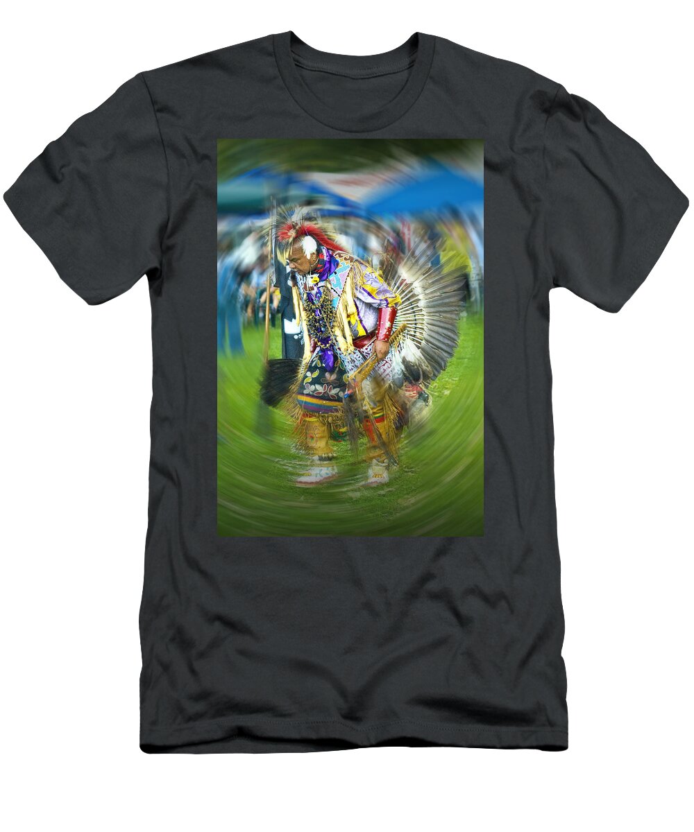 Indian T-Shirt featuring the photograph Pow Wow Indian Dancer No. 1152 by Randall Nyhof