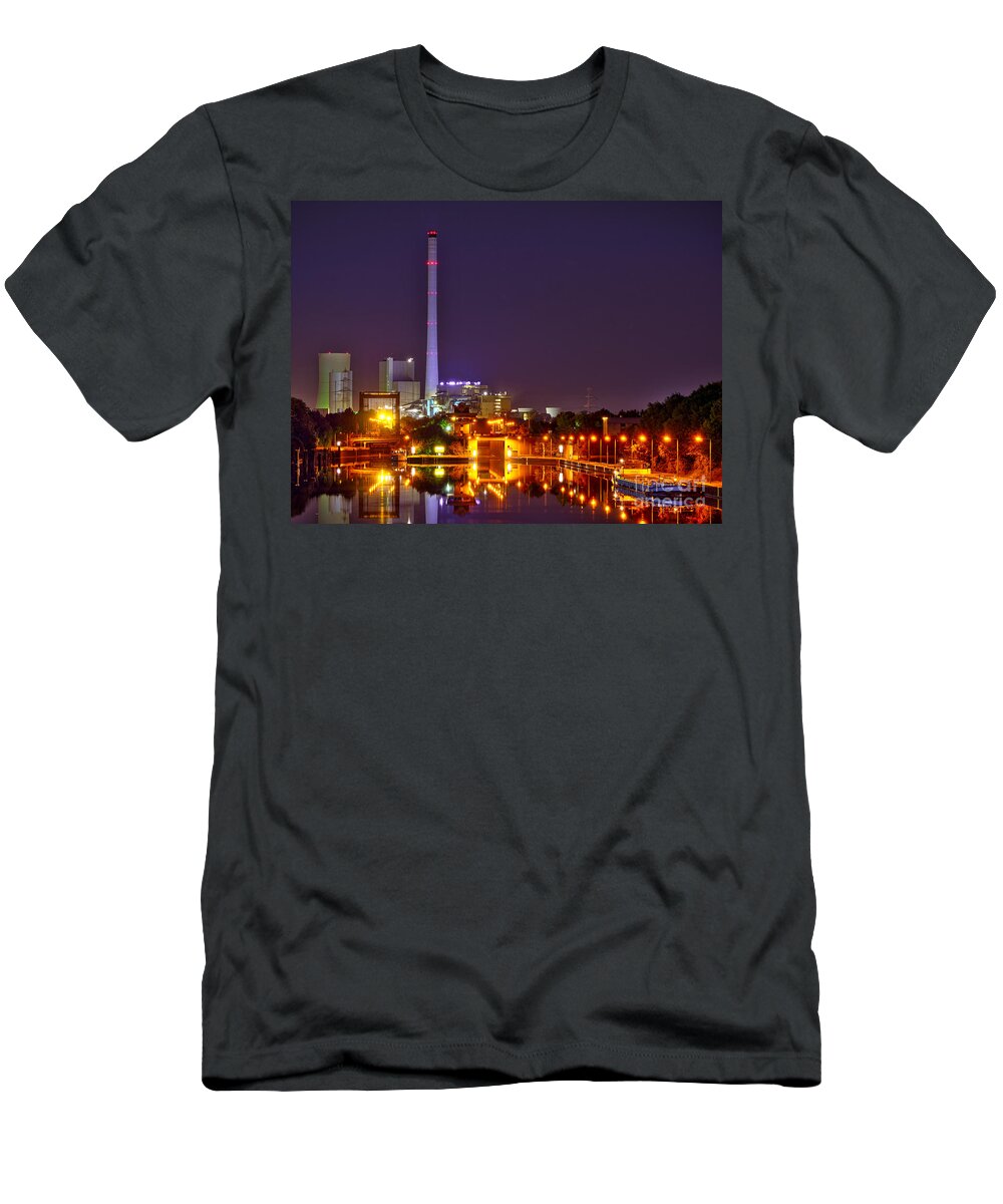 Powerhouse T-Shirt featuring the photograph Powerhouse in a sea of lights by Daniel Heine