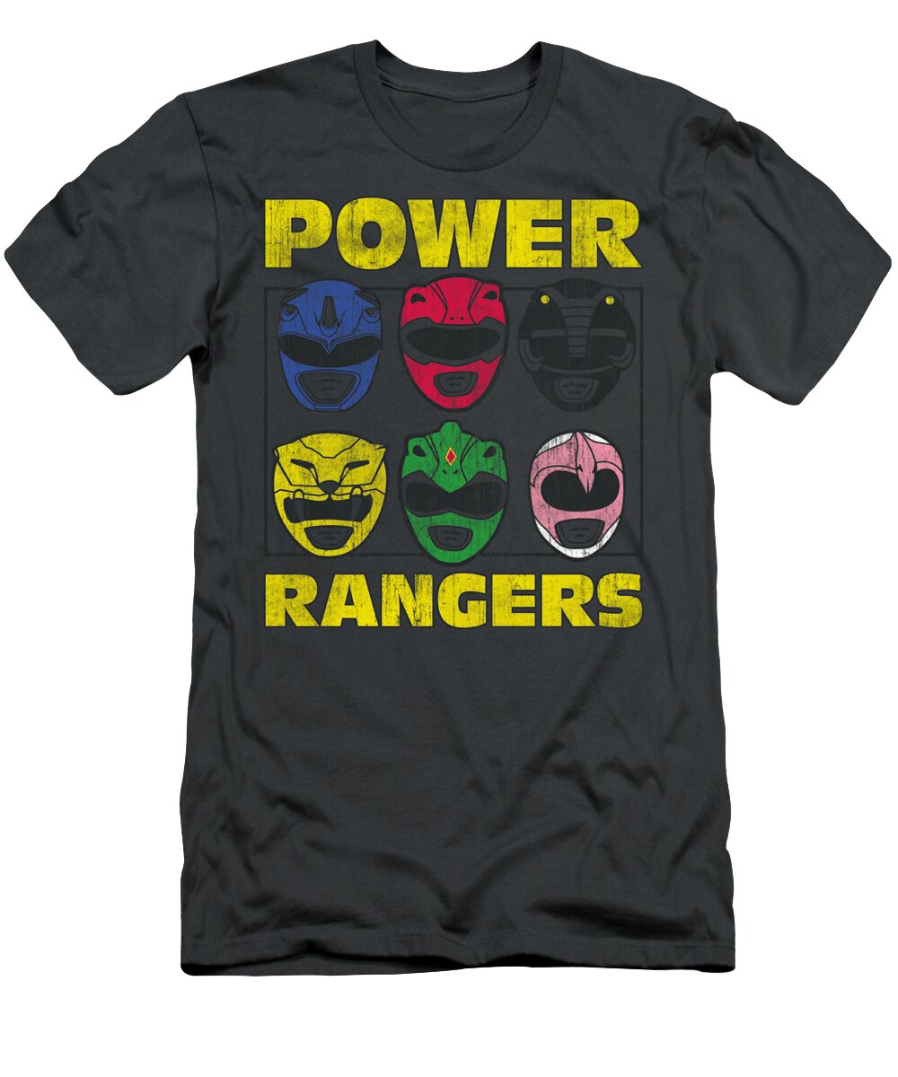  T-Shirt featuring the digital art Powr Rangers - Ranger Heads by Brand A