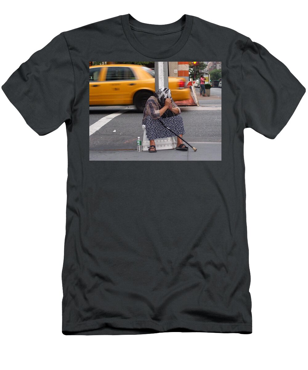 Homeless Woman T-Shirt featuring the photograph NYC Privacy Please by Cleaster Cotton