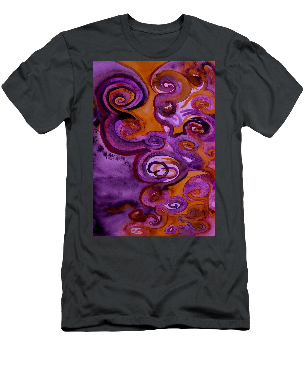 Abstract T-Shirt featuring the painting Psychedelic Purple Erebor by Beverley Harper Tinsley