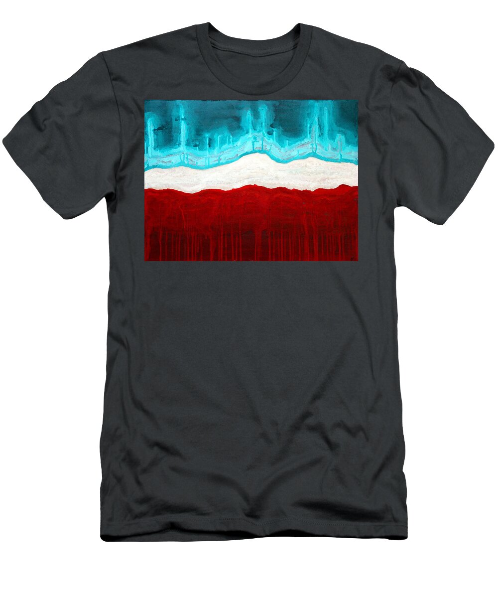 Native American T-Shirt featuring the painting Pueblo Cemetery original painting by Sol Luckman