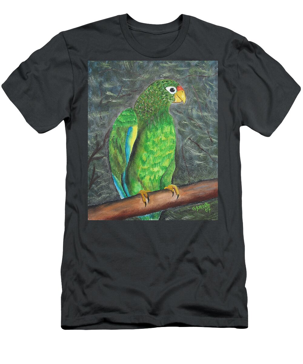 Puerto Rico T-Shirt featuring the painting Puerto Rican Parrot by Gloria E Barreto-Rodriguez