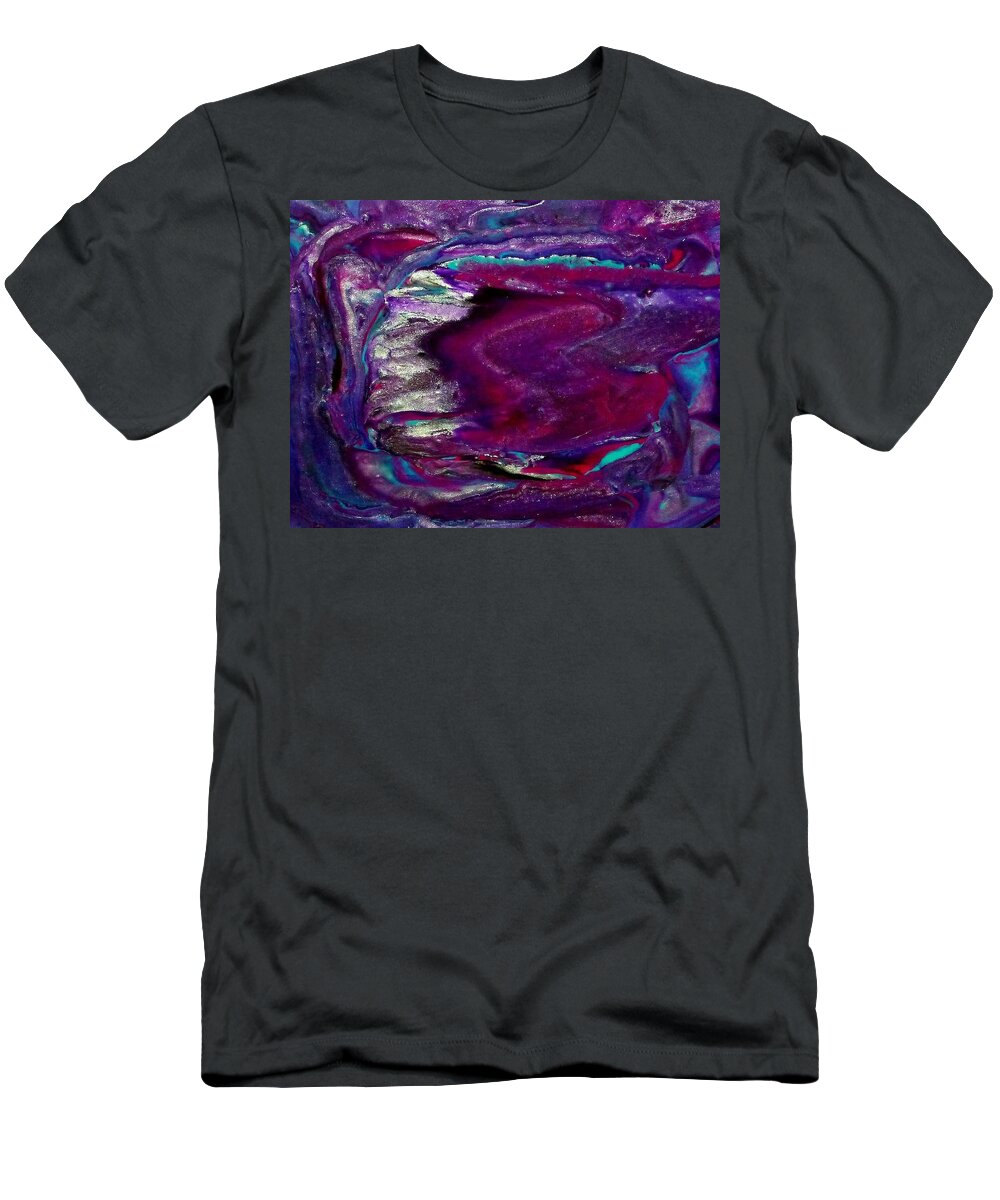 Abstract T-Shirt featuring the mixed media Purple Craze by Deborah Stanley