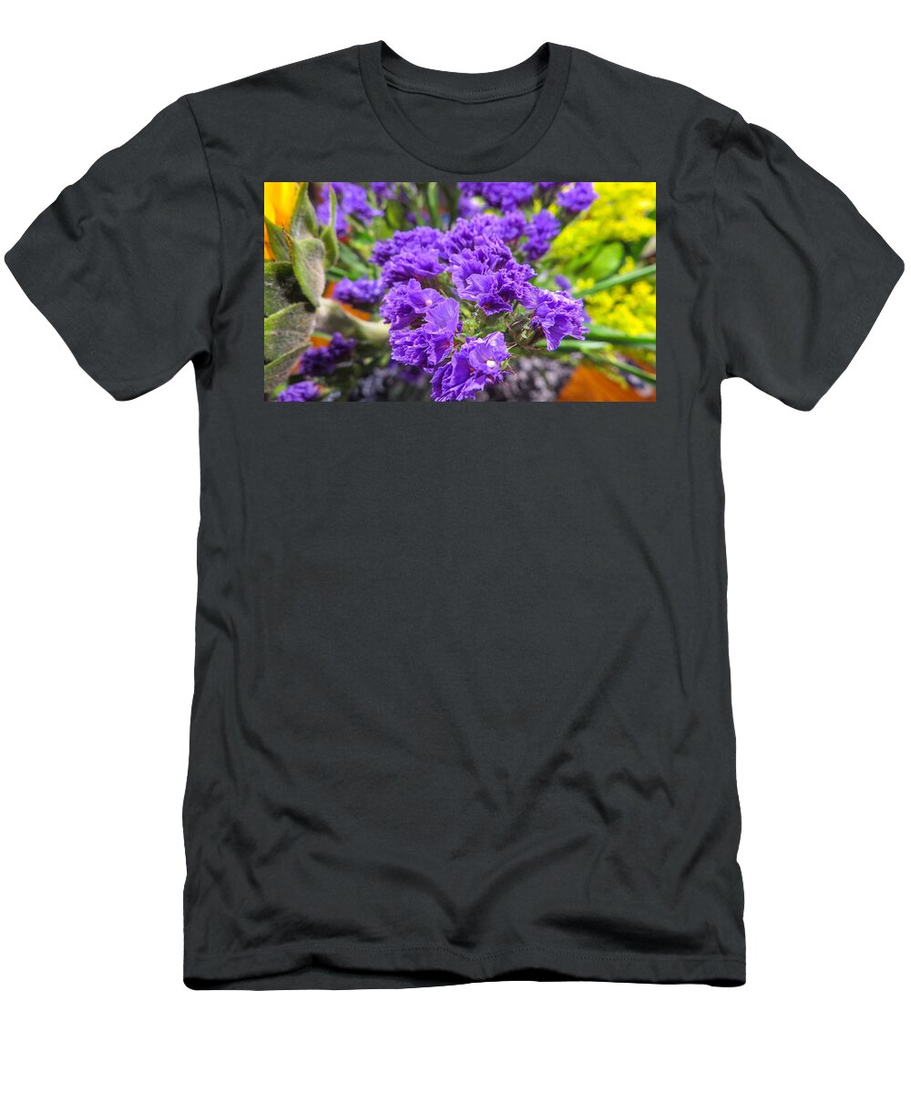 Arrangement T-Shirt featuring the photograph Purple Statice Flower Arrangement by JG Thompson