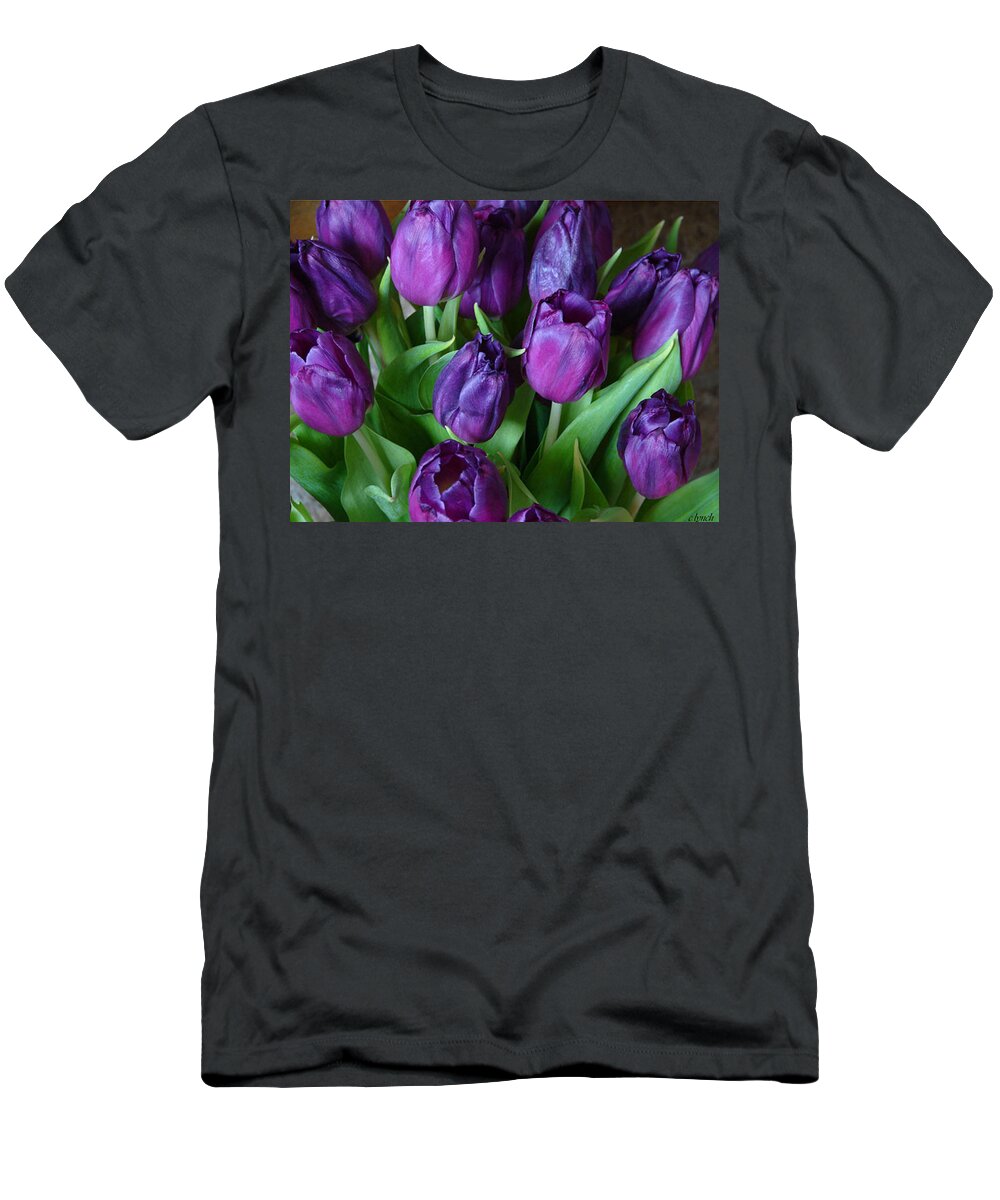 Purple T-Shirt featuring the photograph Purple tulips by Carol Lynch