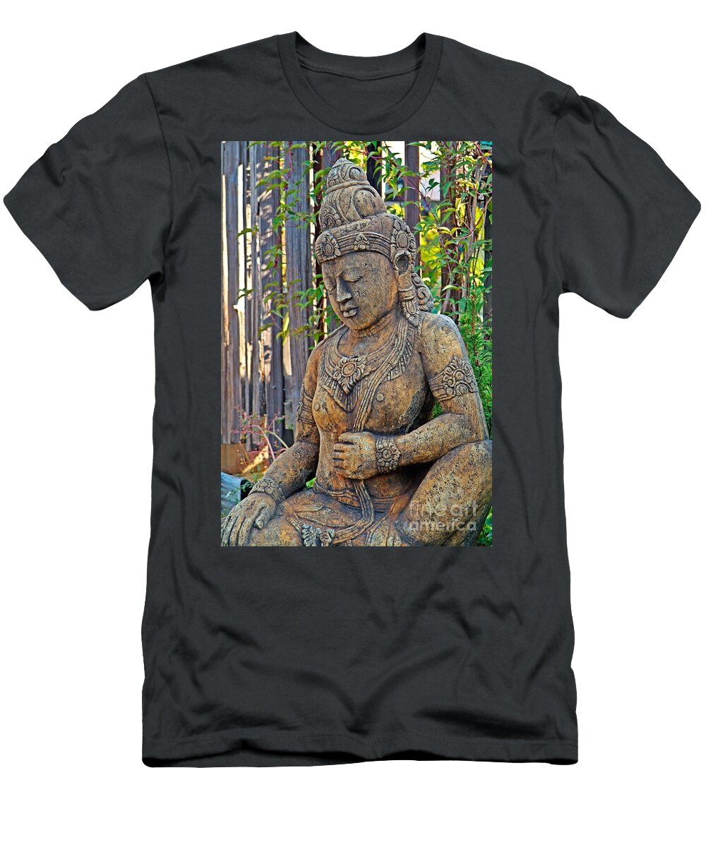 Quan Yin T-Shirt featuring the photograph Quan Yin Statue by Charlene Mitchell