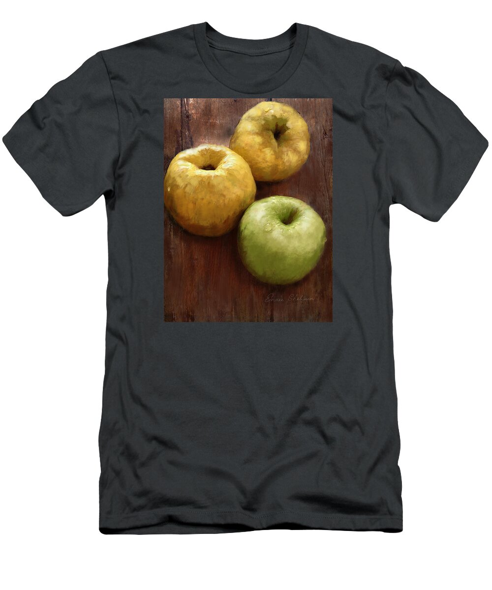 Fruit T-Shirt featuring the painting Quince and Apple Still Life by Portraits By NC
