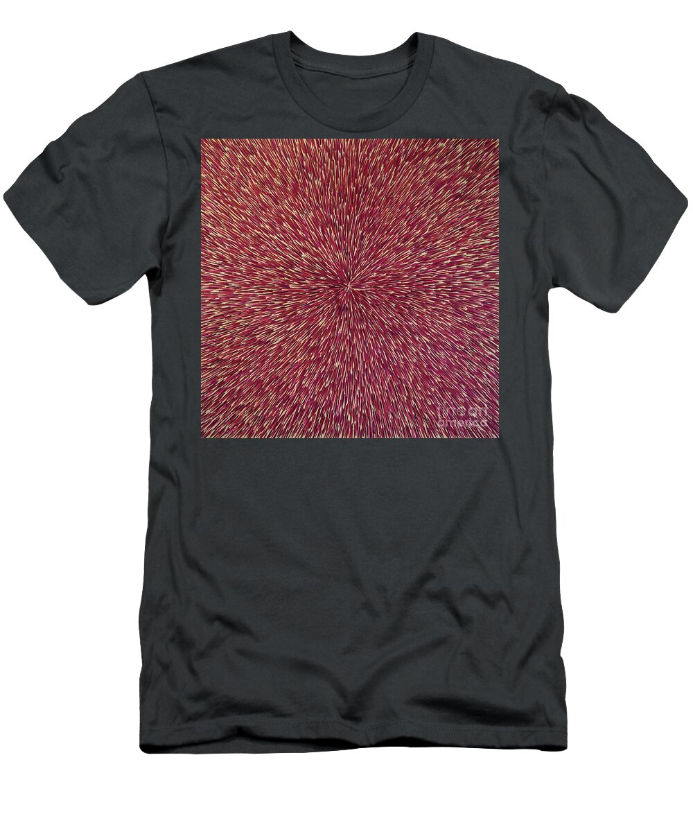 Radiation T-Shirt featuring the painting Radiation with Brown Magenta and Violet by Dean Triolo