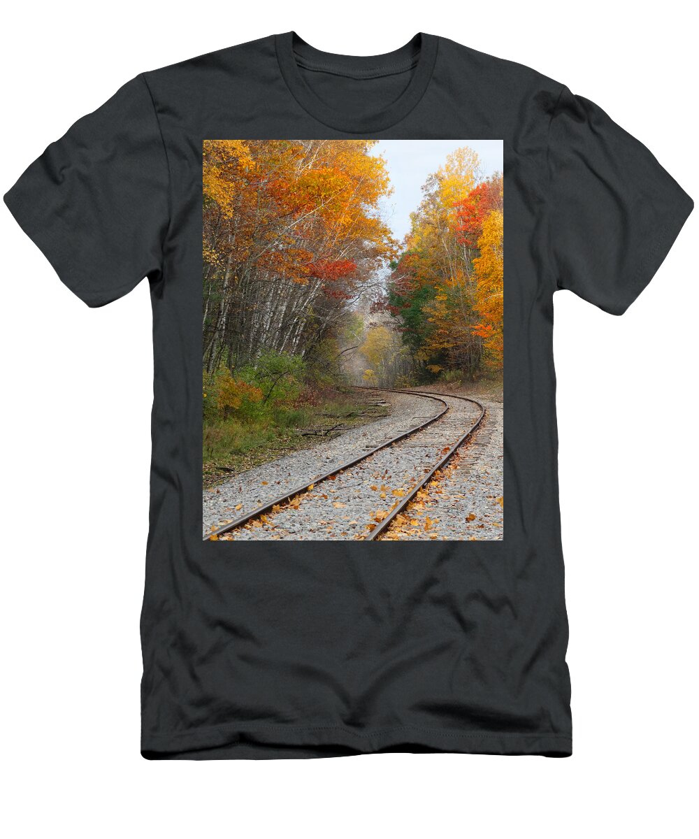 Fall Colors T-Shirt featuring the photograph Rail Through the Colors by David T Wilkinson