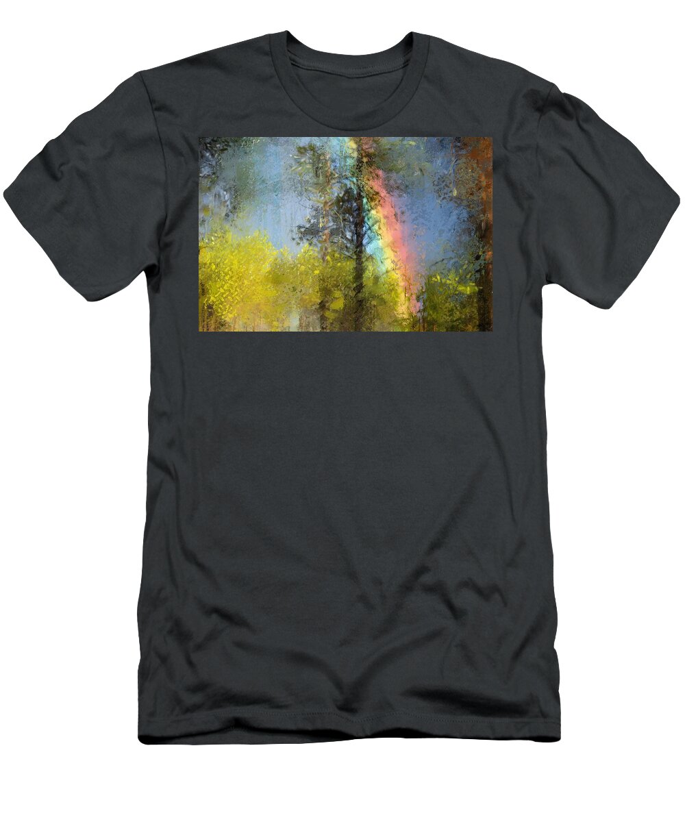 Beauty T-Shirt featuring the digital art Rainbow in the forest by Debra Baldwin