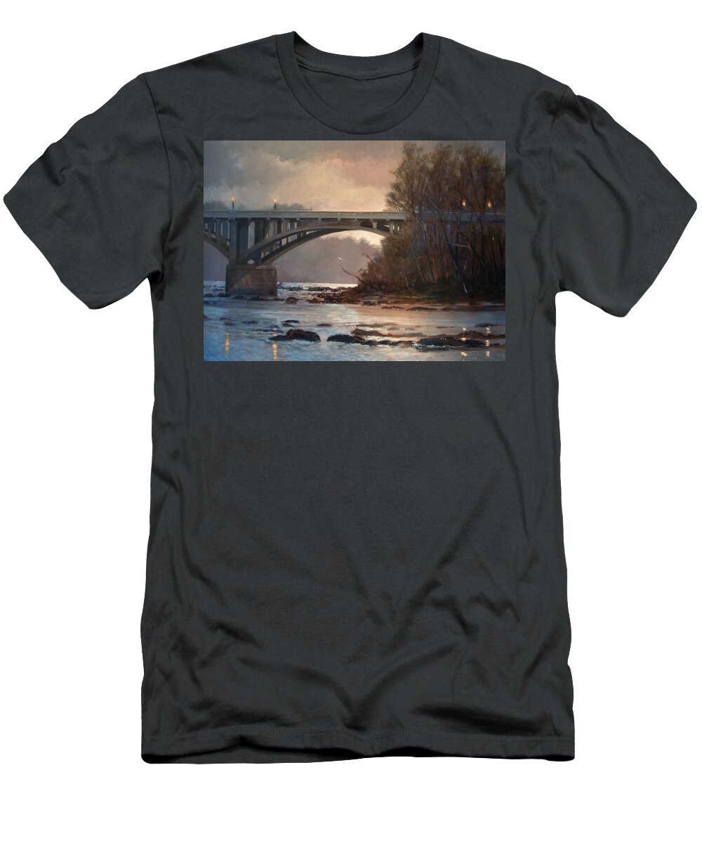River T-Shirt featuring the painting Rainy River by Blue Sky