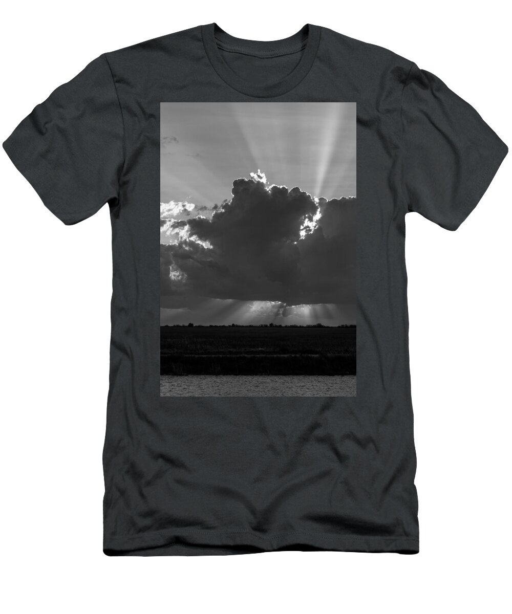 Black And White T-Shirt featuring the photograph Rays From the Clouds by Ed Gleichman