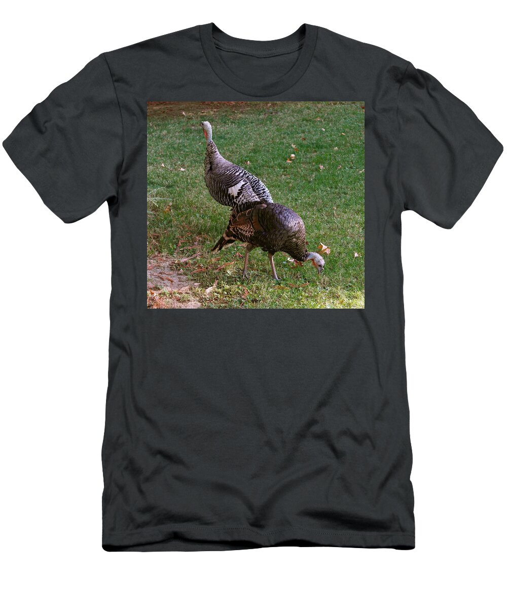  T-Shirt featuring the photograph Real Wild Turkey Duo by Michele Myers