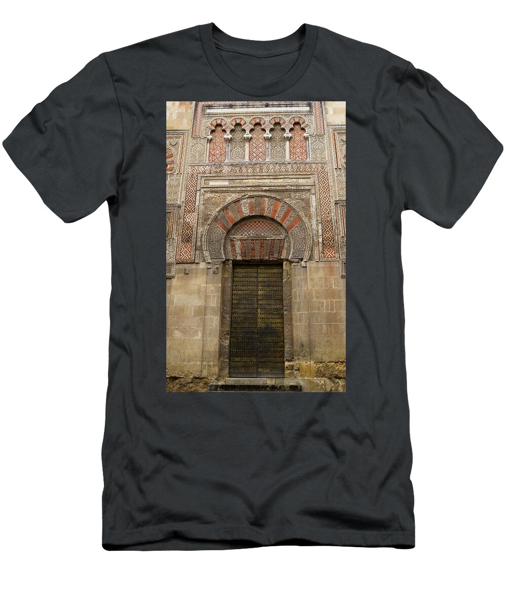 Cordoba T-Shirt featuring the photograph Red and Gold Doorway of the Mezquita by Lorraine Devon Wilke