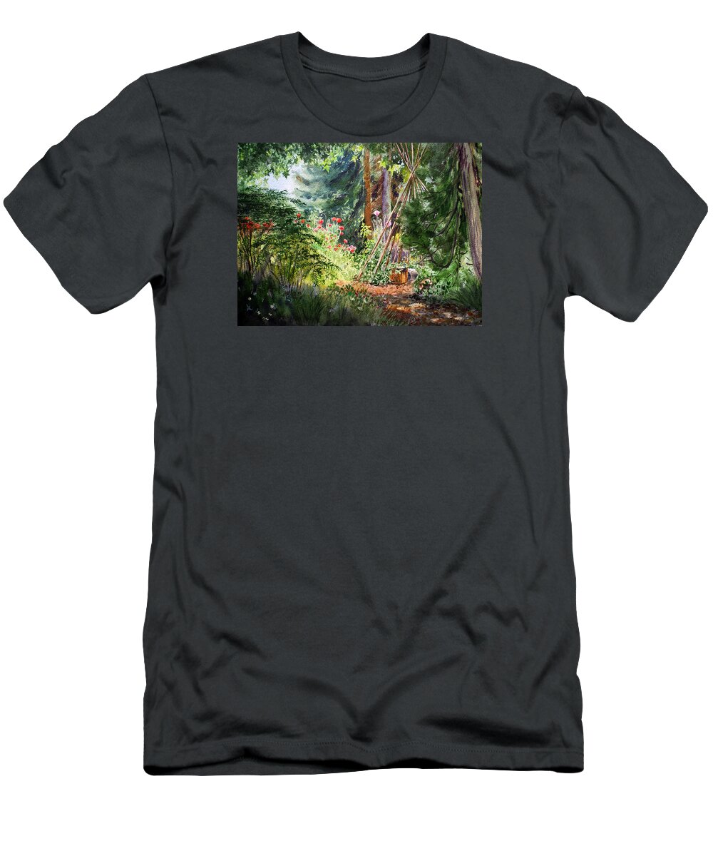 Landscape T-Shirt featuring the painting Poppies Season In The Garden by Irina Sztukowski