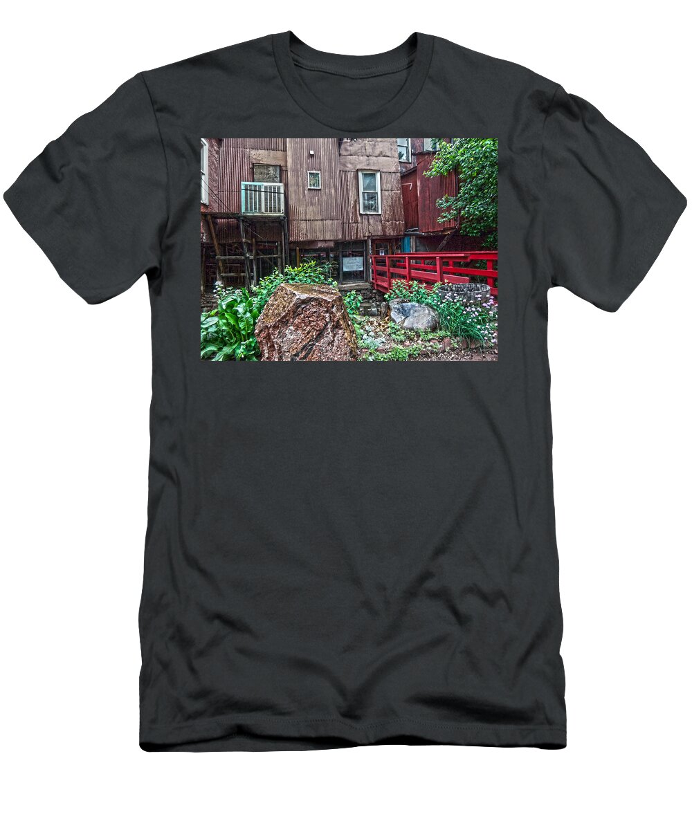 Manitou Springs T-Shirt featuring the photograph Red Bridge on Lover's Lane I by Lanita Williams