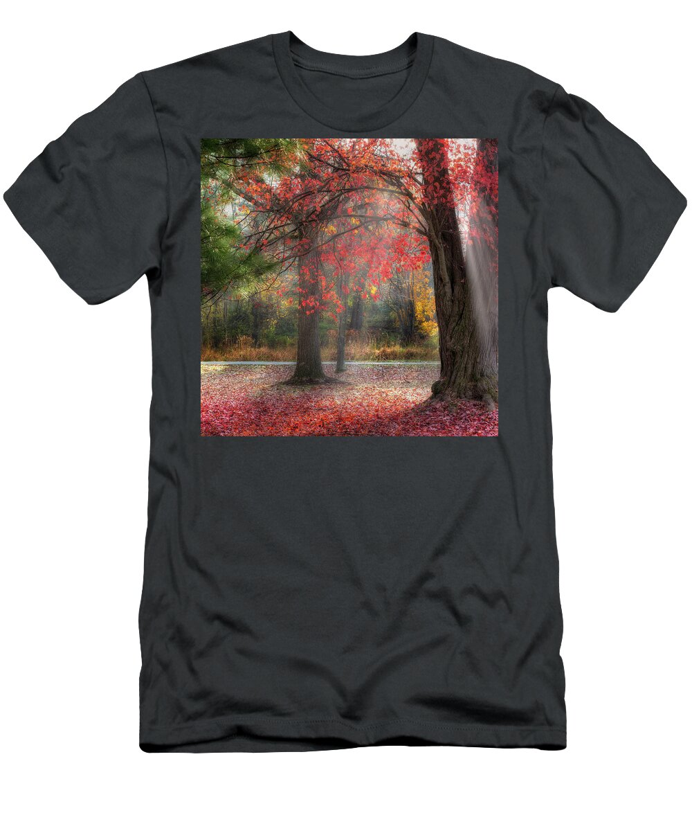 Fog T-Shirt featuring the photograph Red Dawn Square by Bill Wakeley