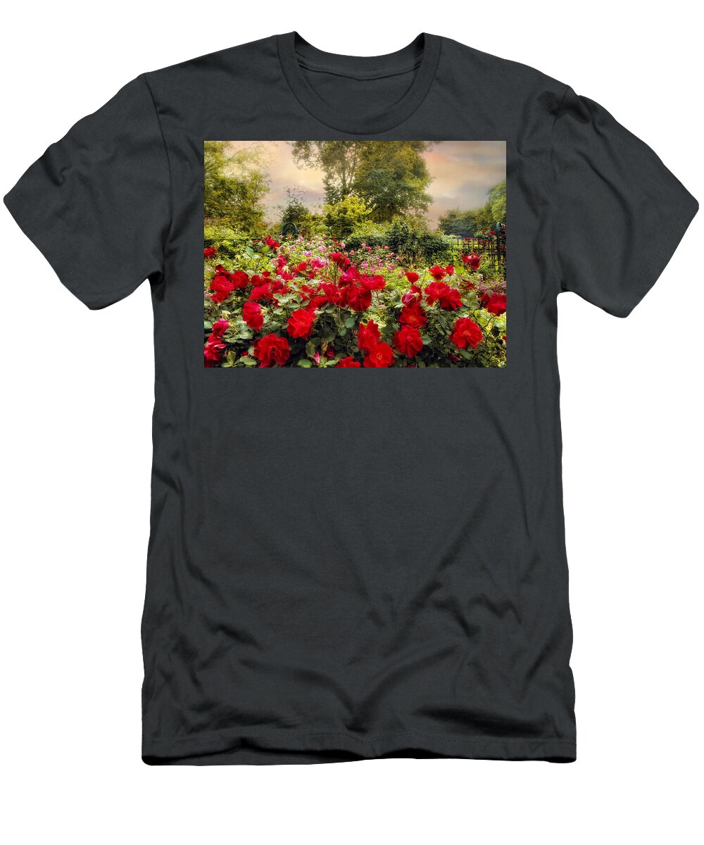 Nature T-Shirt featuring the photograph Red Rose Garden by Jessica Jenney
