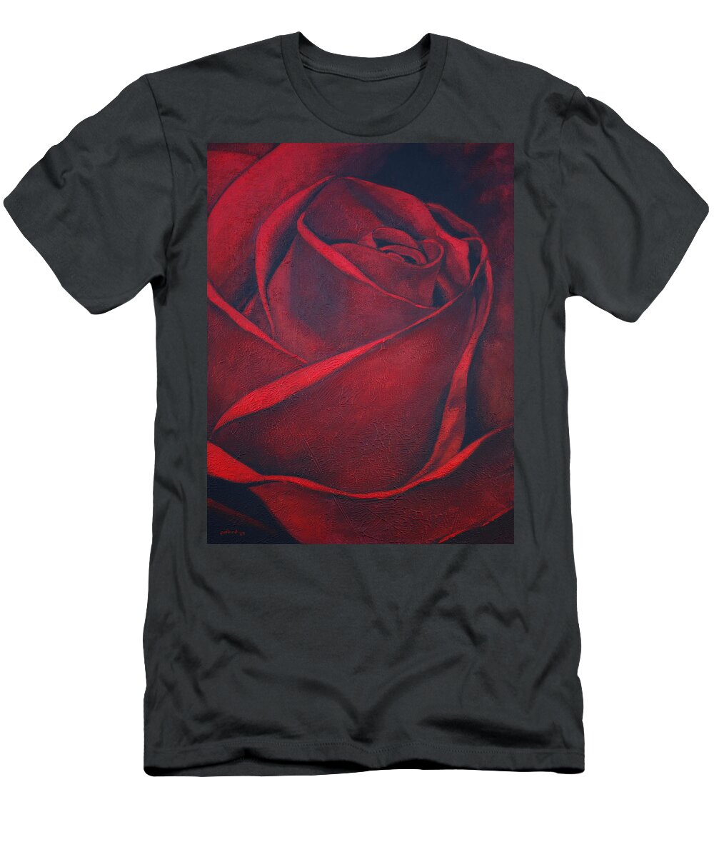Rose T-Shirt featuring the painting Red Rose by Glenn Pollard