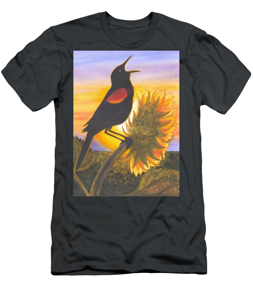 Bird T-Shirt featuring the painting Red-wing Blackbird by Catherine G McElroy