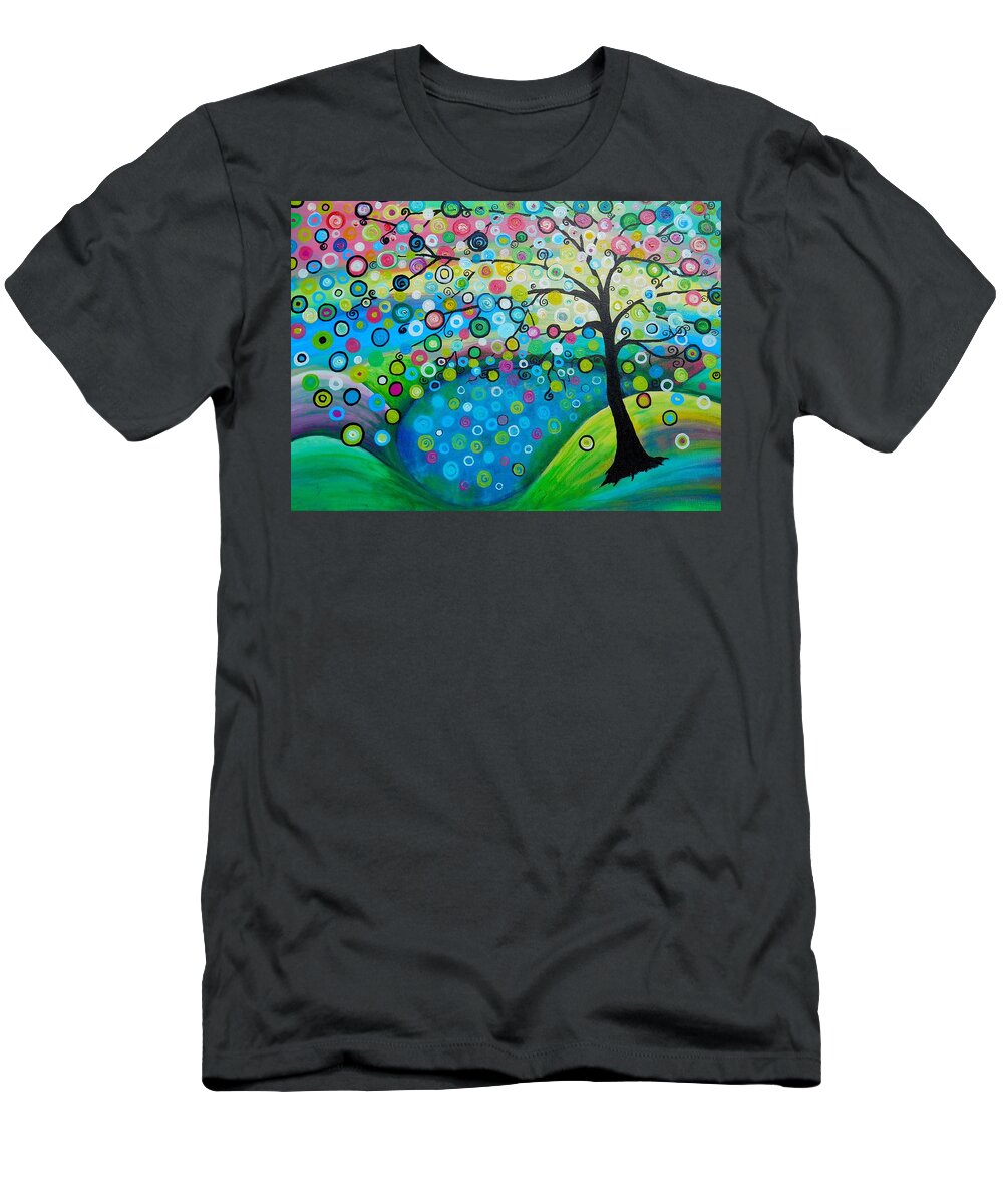 Abstract T-Shirt featuring the painting Reflecting by Shirley Smith
