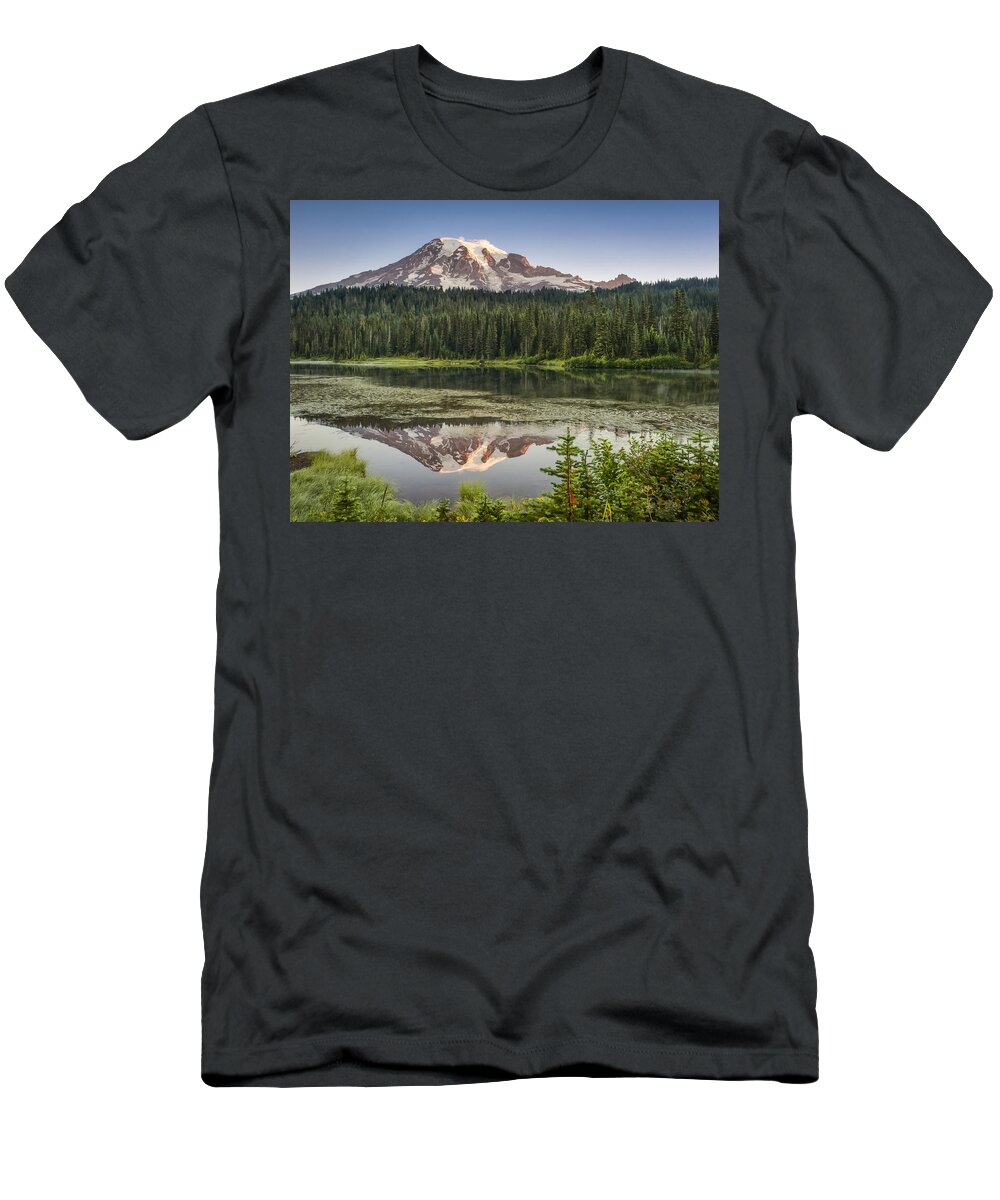 Mt T-Shirt featuring the photograph Reflection Lakes at Mount Rainier by Kyle Wasielewski