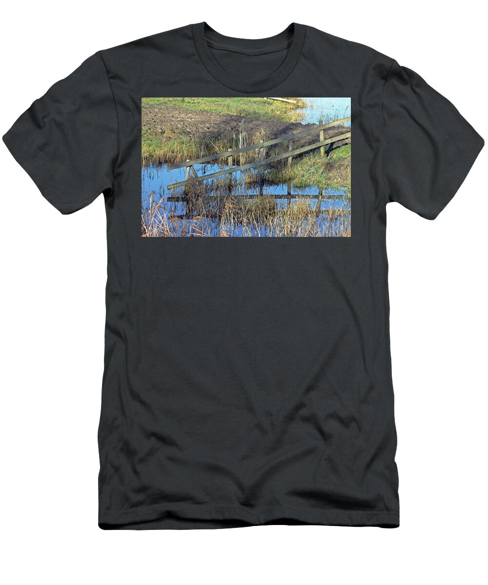 Landscapes T-Shirt featuring the photograph Reflections of a Fence by Tony Murtagh