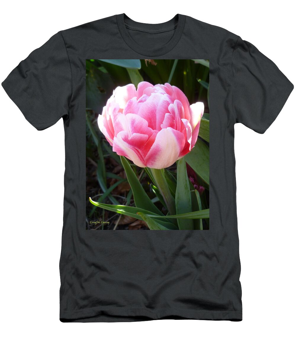 Floral T-Shirt featuring the photograph Resplendent Cherry Pink Tulip by Lingfai Leung