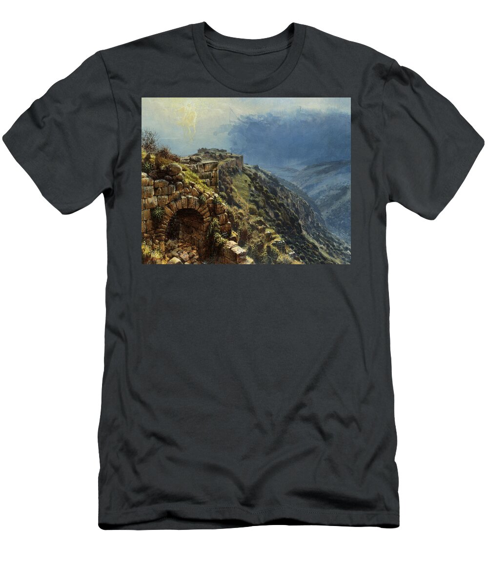 Golan T-Shirt featuring the painting Rider on a White Horse by Graham Braddock