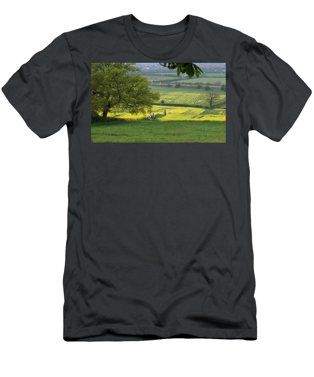 Horse T-Shirt featuring the photograph Riding on Chosen Hill by Ron Harpham