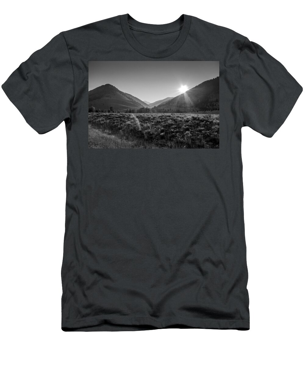Rebecca's Private Idaho T-Shirt featuring the photograph Rising Sun Idaho by Eric Benjamin