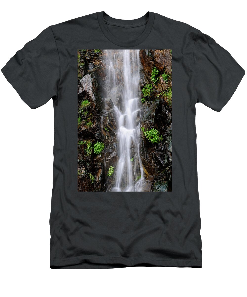 Falling Water T-Shirt featuring the photograph Roadside Waterfall by Theodore Clutter