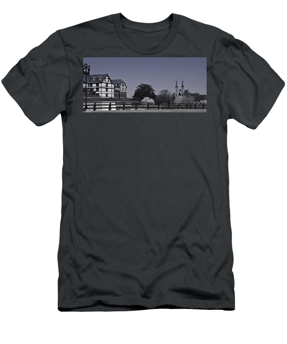 Roanoke T-Shirt featuring the photograph Roanoke Virginia Springtime Cityscape BW by Teresa Mucha