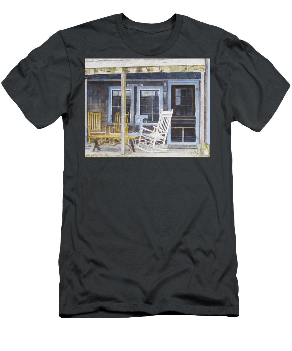 Original Watercolor T-Shirt featuring the painting Rockport Porch by Carol Flagg