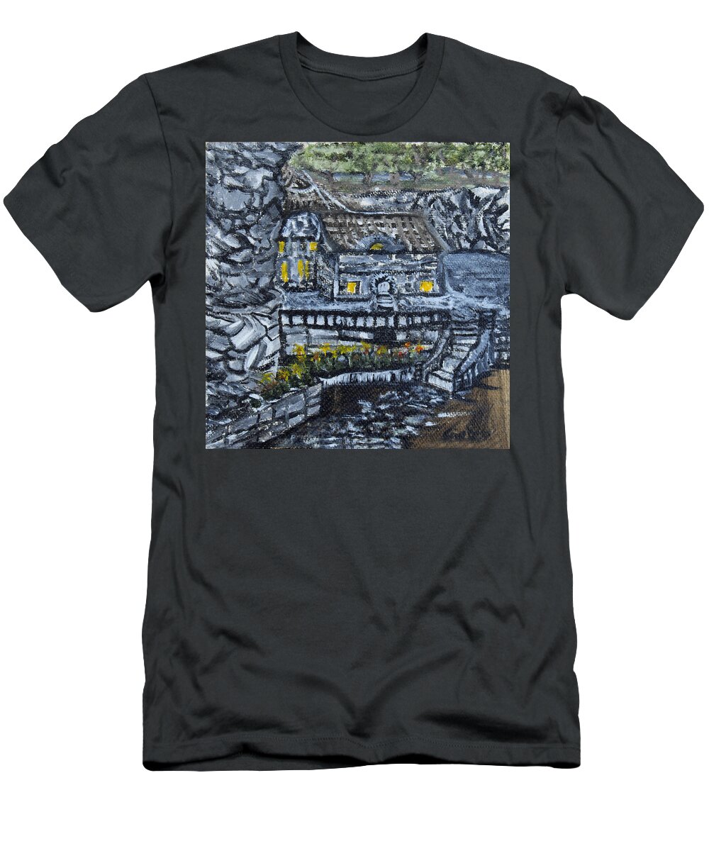 Rocks T-Shirt featuring the painting Rocky Cottage by Suzanne Surber
