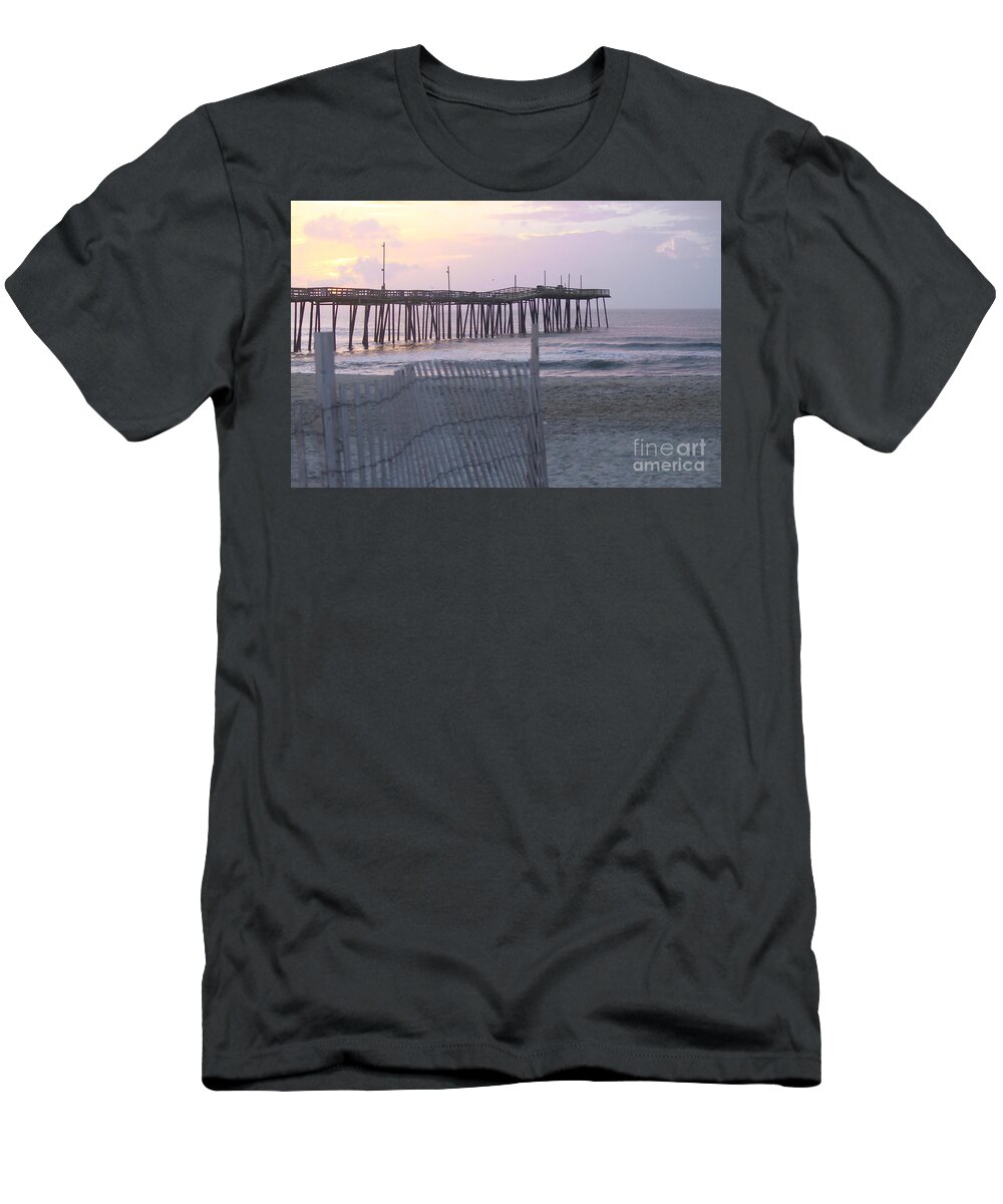 Obx T-Shirt featuring the photograph Rodanthe Pier Sunrise by Cathy Lindsey