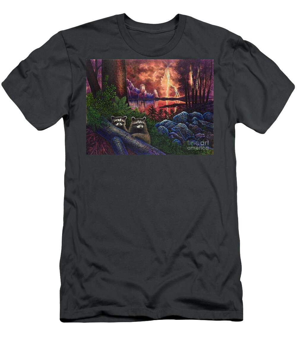 Raccoons T-Shirt featuring the painting Romantique by Michael Frank
