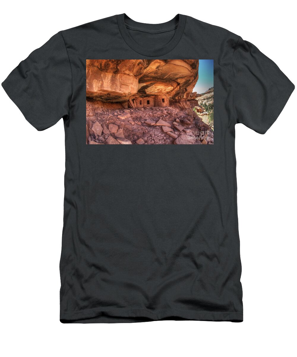 Cliff Dwellings T-Shirt featuring the photograph Roof Falling In Ruin 2 by Bob Christopher